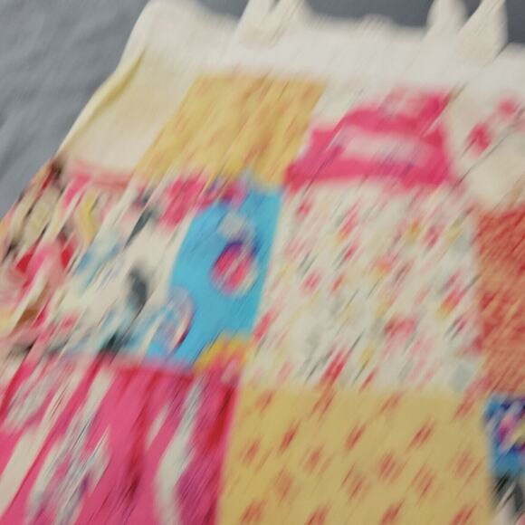 MKM Shirt Womens Small Pink Patchwork Strap Tank Top Beige Smocked Back Button - Picture 3 of 11